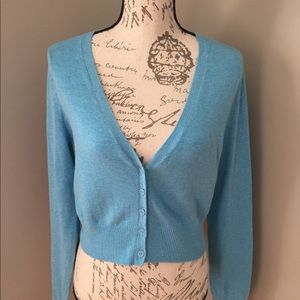 Old Navy Blue Crop Cardigan Medium